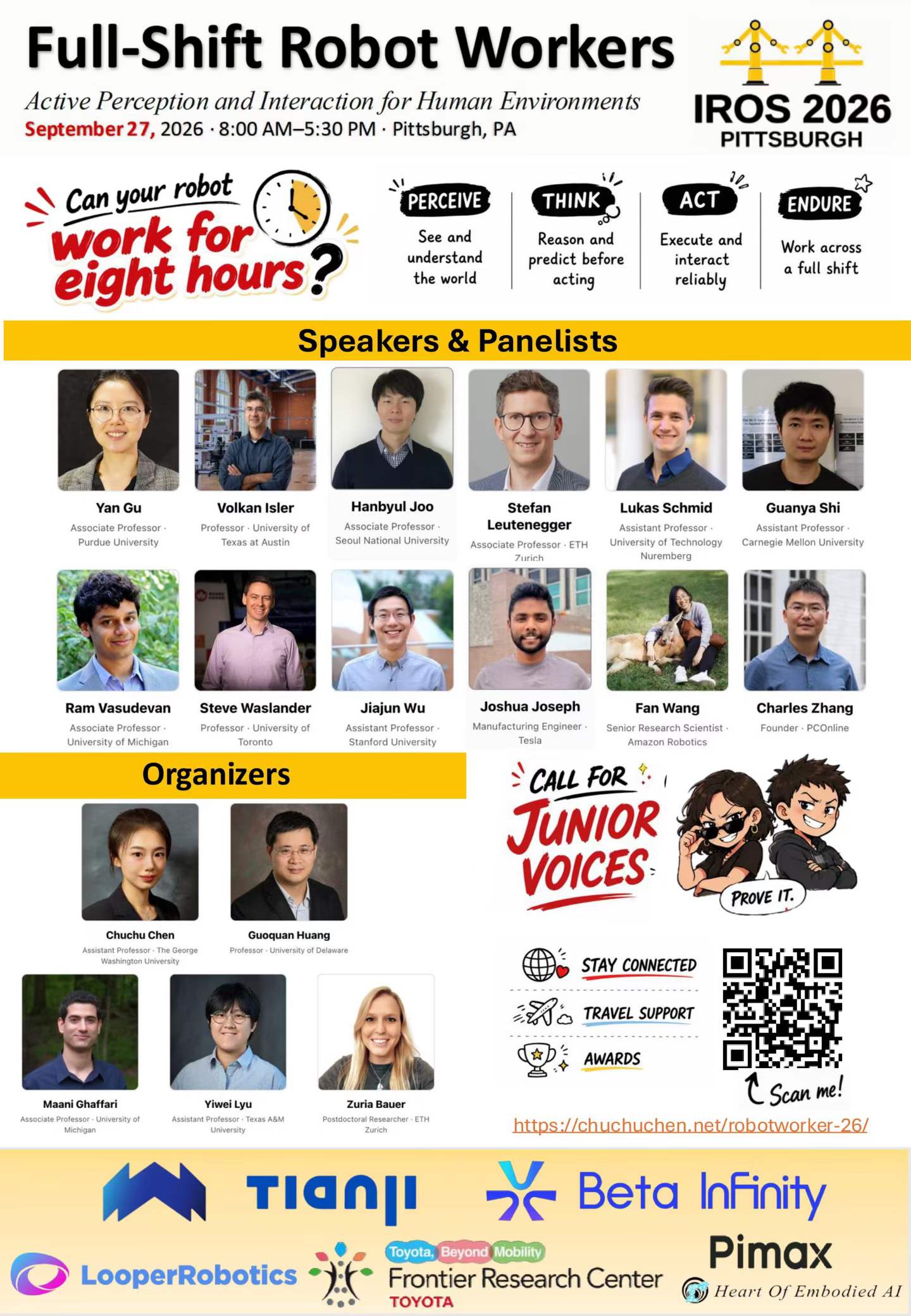 Full-Shift Robot Workers IROS 2026 workshop flyer